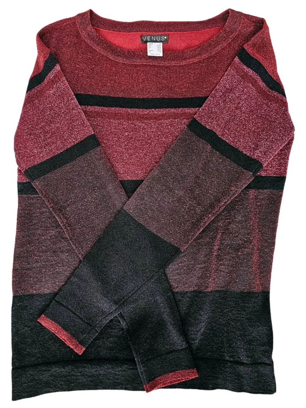 ✨Like New✨ Venus Long-Sleeved Striped Shimmer Lightweight Sweater, Size XS - Picture 4 of 9